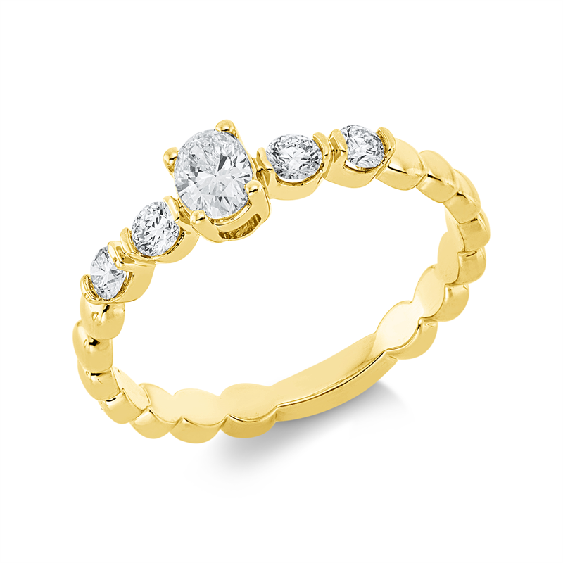 Ring 18 kt GG, 1 Oval 0,18 ct, TW-si, 4 Brill. 0,21 ct, TW-si