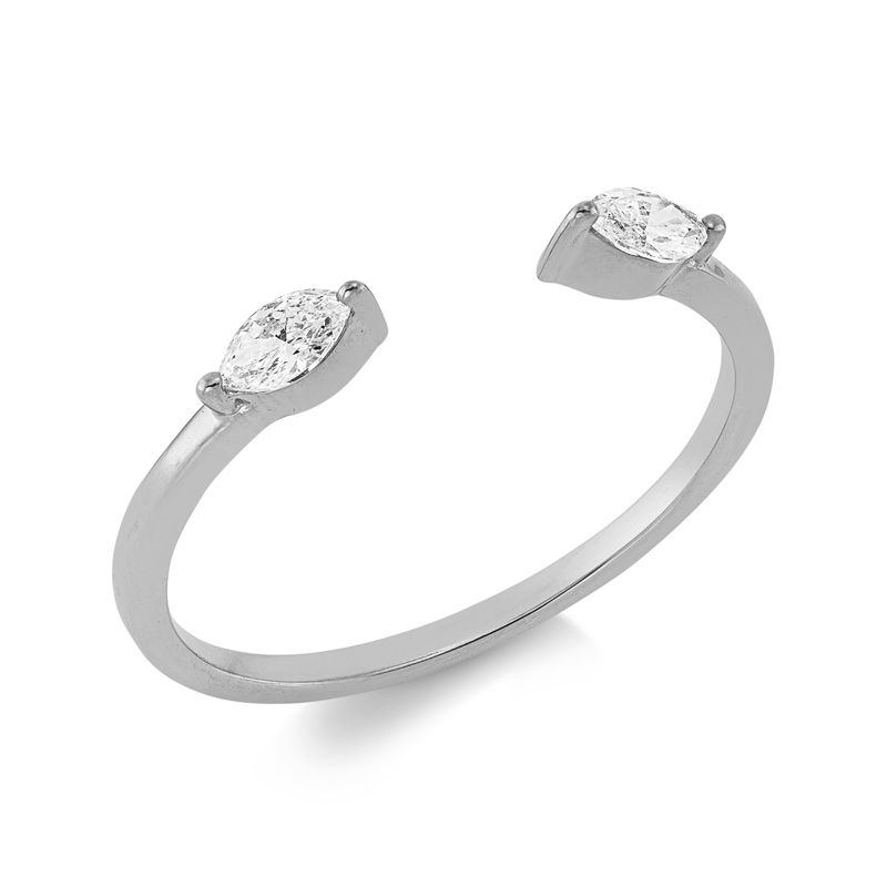 Ring 18 kt WG, 2 Nav. 0,22 ct, TW-si