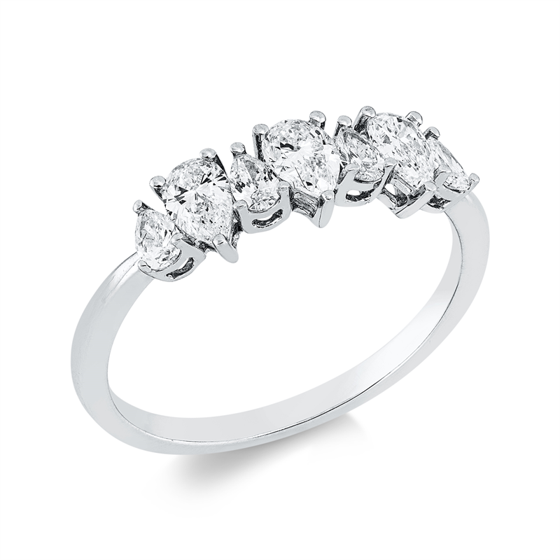 Ring 18 kt WG, 7 Tropfen 0,71 ct, TW-vsi/si