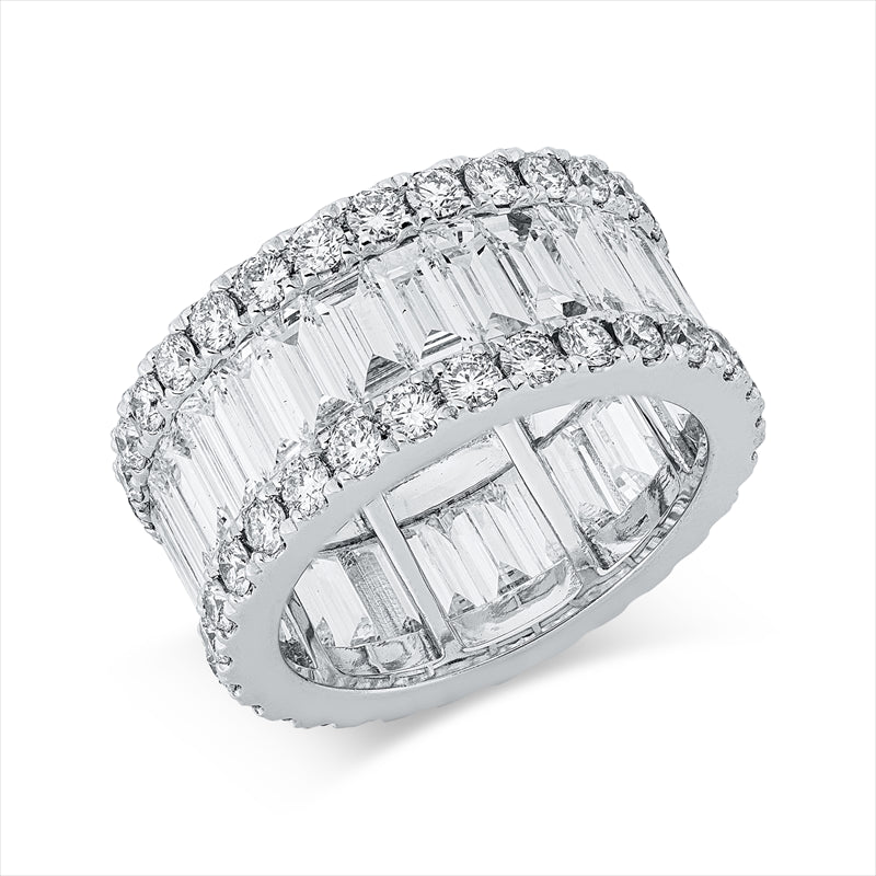 Ring 18 kt WG, 28 Bag. 4,96 ct, F-vvs/vs, 58 Brill. 1,98 ct, F-vvs/vs