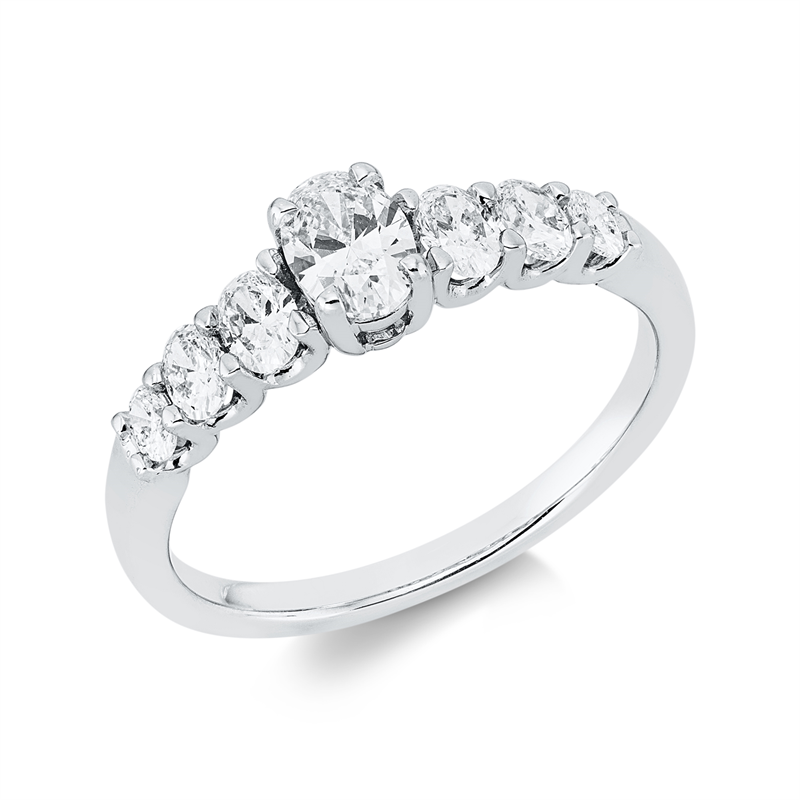 Ring 18 kt WG, 7 Oval 0,93 ct, TW-si