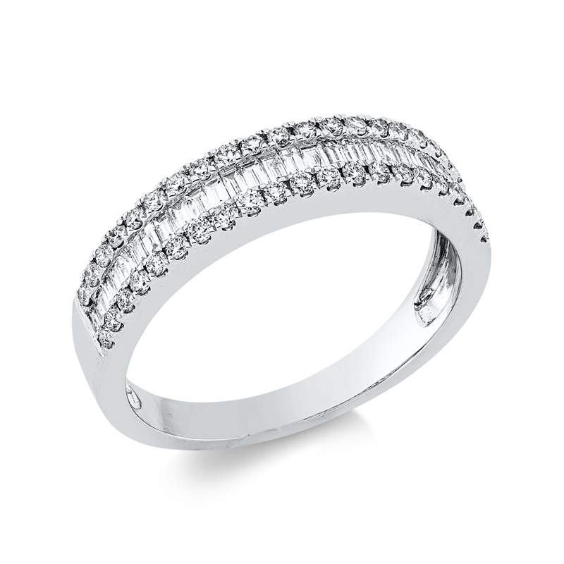 Ring 18 kt WG, 25 Bag. 0,28 ct, TW-si, 42 Brill. 0,33 ct, TW-si