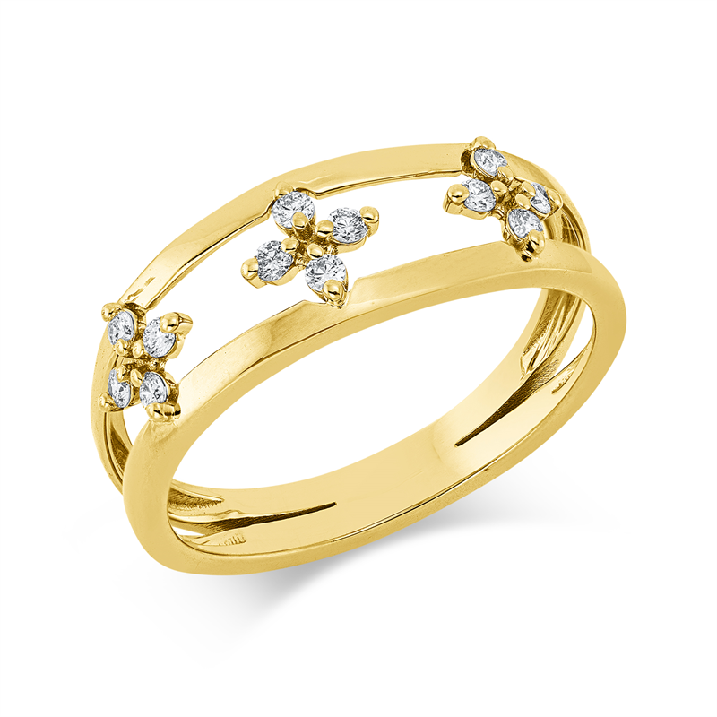 Ring 18 kt GG, 12 Brill. 0,15 ct, TW-si