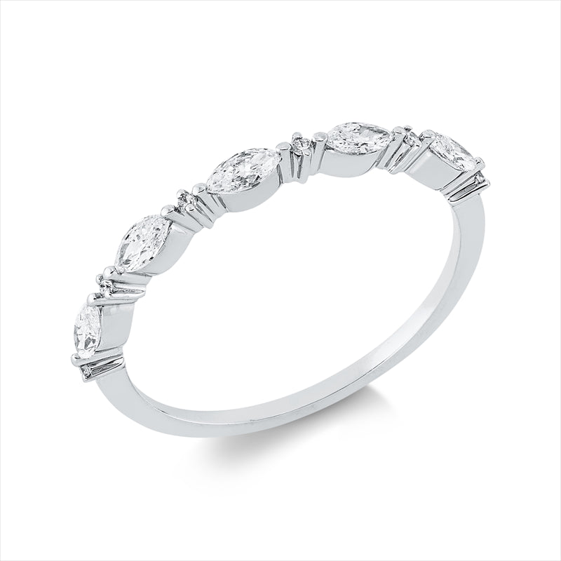 Ring 18 kt WG, 5 Nav. 0,31 ct, TW-si, 6 Brill. 0,02 ct, TW-si