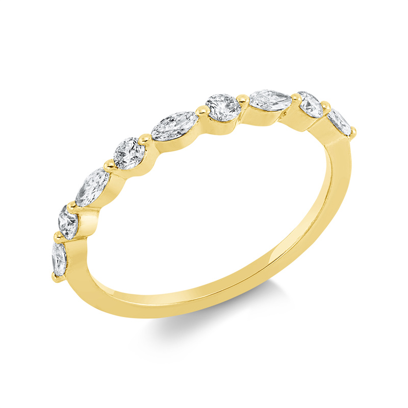 Ring 18 kt GG, 9 Fant-Schl. 0,35 ct, I-vsi/si