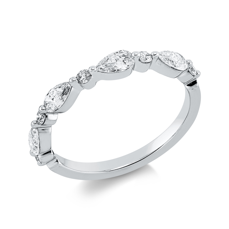 Ring 18 kt WG, 9 Fant-Schl. 0,65 ct, TW-si
