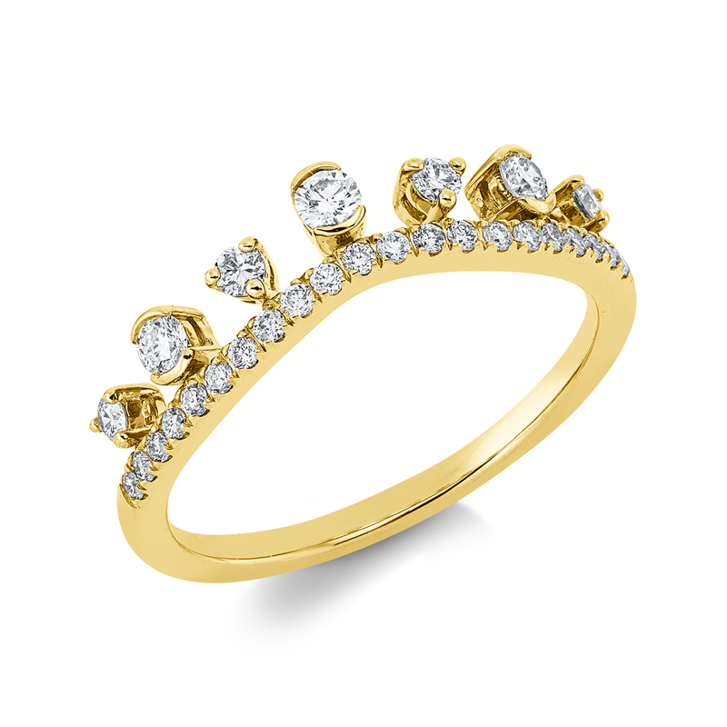 Ring 14 kt GG, 28 Brill. 0,37 ct, W-si/pi