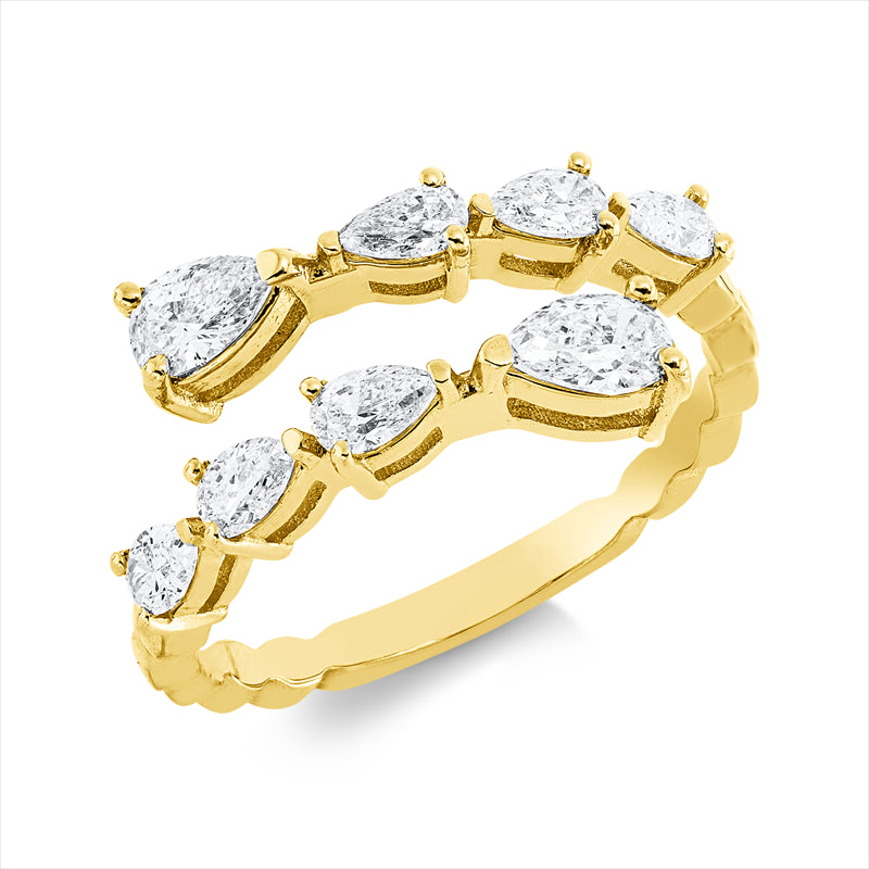 Ring 18 kt GG, 2 Tropfen 0,36 ct, TW-si, 6 Tropfen 0,48 ct, TW-si