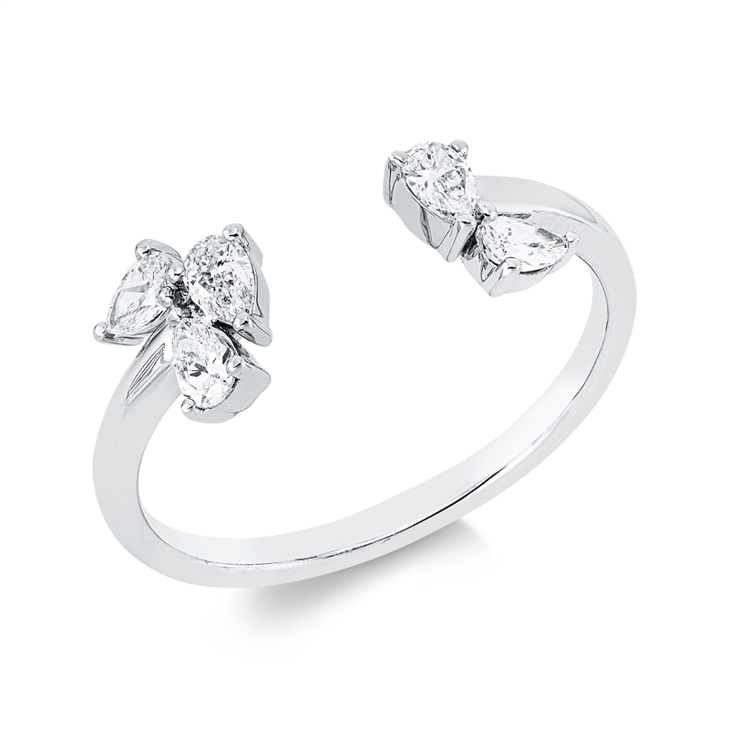 Ring 18 kt WG, 5 Tropfen 0,34 ct, TW-si