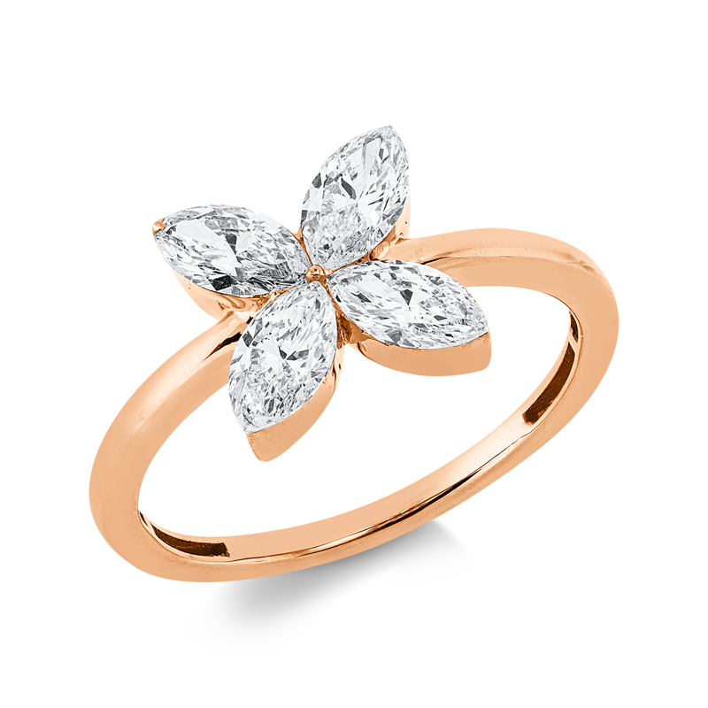 Ring 18 kt RG, 4 Nav. 1,12 ct, TW-si