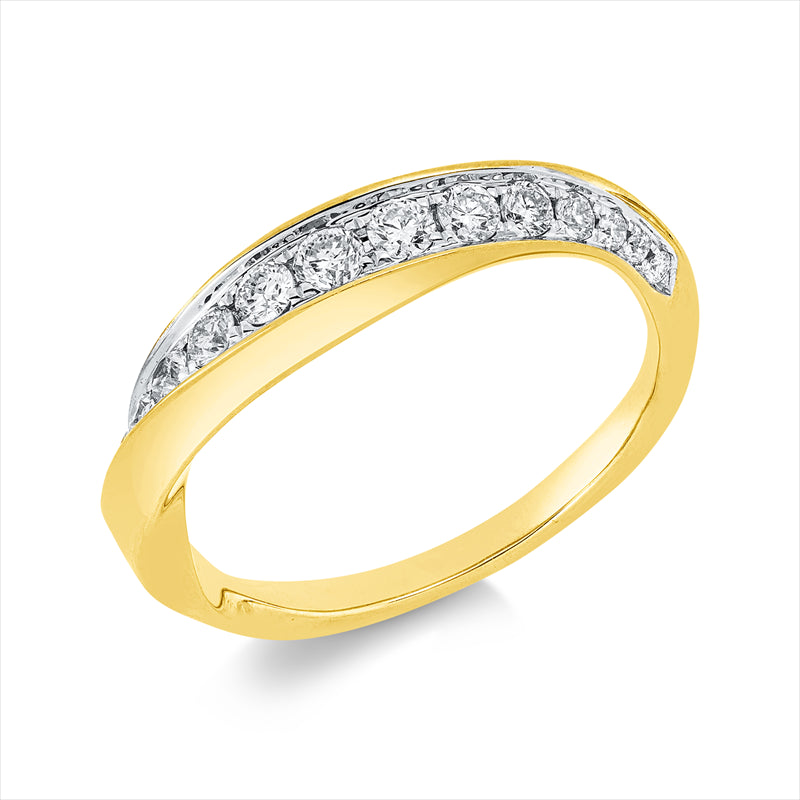 Ring 18 kt GG+WG, 15 Brill. 0,33 ct, W-pi