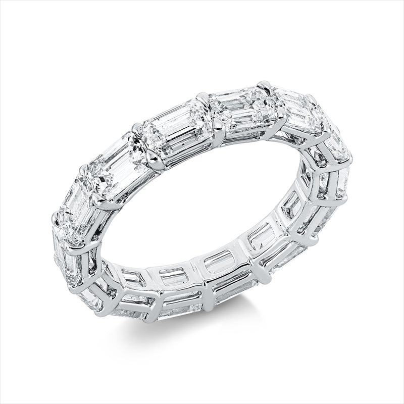 Ring 18 kt WG, 2 Sm.schliff 0,83 ct, TW-vsi, 12 Sm.schliff 4,76 ct, TW-vsi