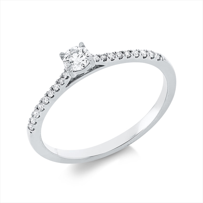 Ring 18 kt WG, 1 Brill. 0,15 ct, TW-si, 18 Brill. 0,09 ct, TW-si