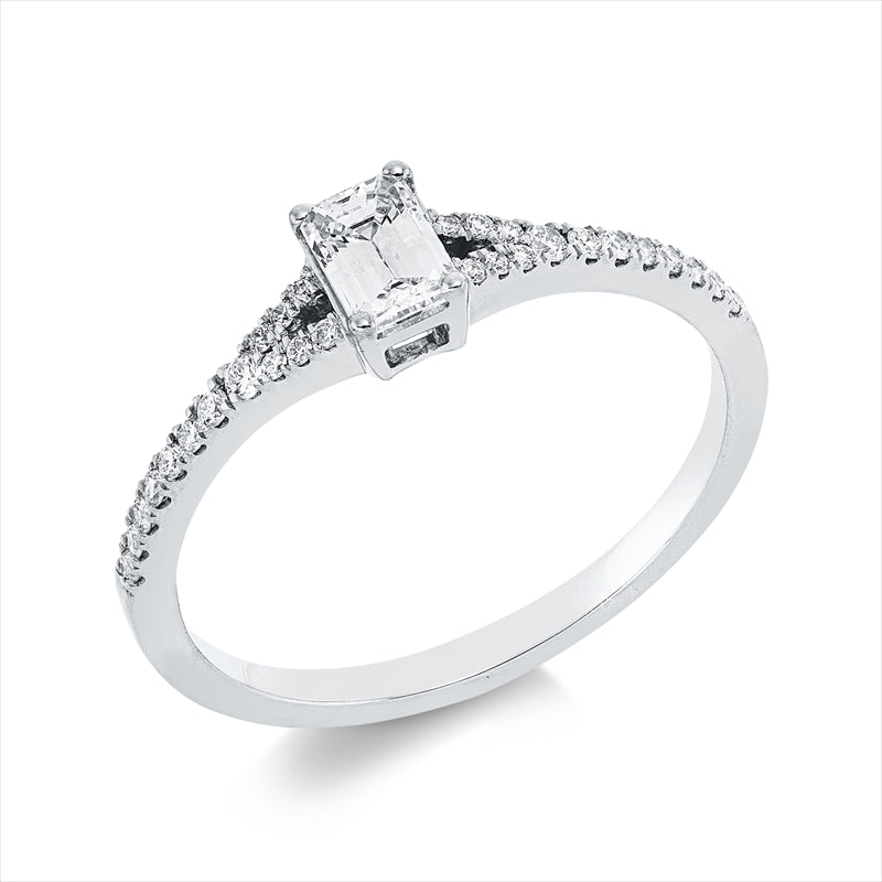 Ring 18 kt WG, GIA 6522723087, 2 Brill. 0,02 ct, TW-si, 1 Sm.schliff 0,30 ct, TW-vvs2, 26 Brill. 0,10 ct, TW-si