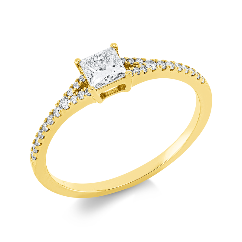 Ring 18 kt GG, GIA 2527223876, 2 Brill. 0,02 ct, TW-si, 1 Princ. 0,33 ct, E-vs2, 26 Brill. 0,10 ct, TW-si