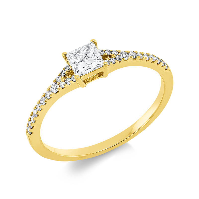 Ring 18 kt GG, GIA 1525379685, 2 Brill. 0,02 ct, TW-si, 1 Princ. 0,31 ct, TW-vs1, 26 Brill. 0,10 ct, TW-si