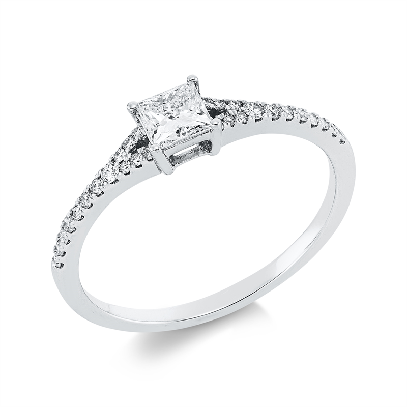 Ring 18 kt WG, GIA 7521847399, 2 Brill. 0,02 ct, TW-si, 1 Princ. 0,31 ct, E-vvs2, 26 Brill. 0,10 ct, TW-si