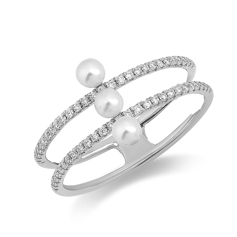 Ring 18 kt WG, 54 Brill. 0,19 ct, TW-si, 3 SW weiß 3 mm