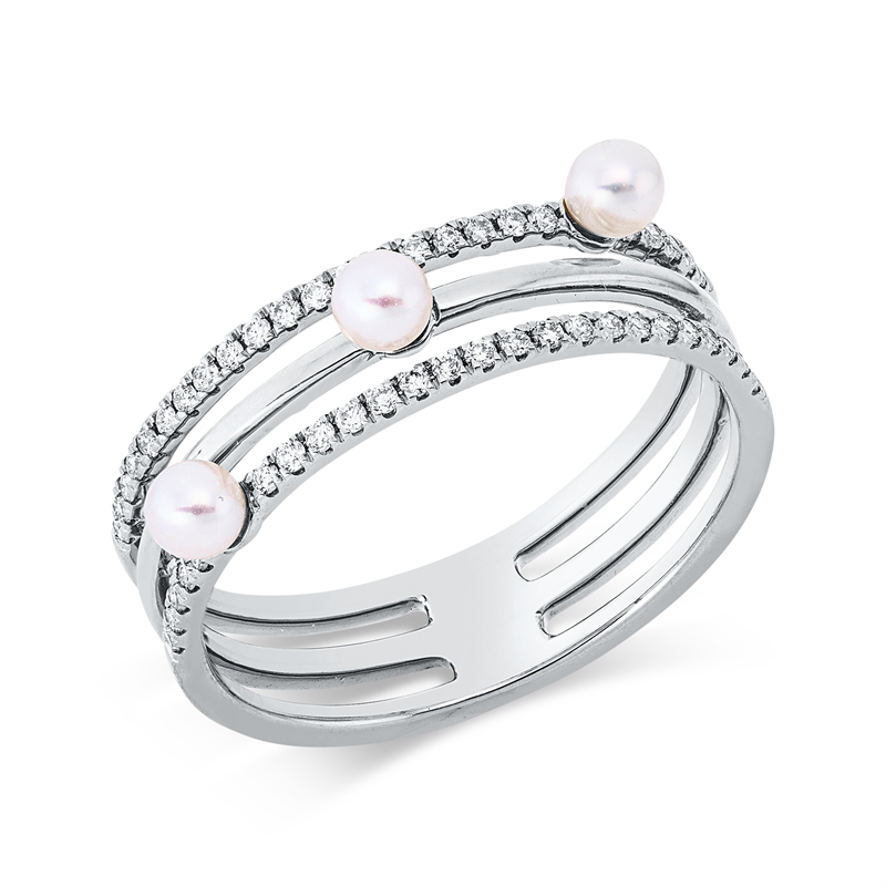 Ring 18 kt WG, 48 Brill. 0,17 ct, TW-si, 3 SW weiß 3 mm