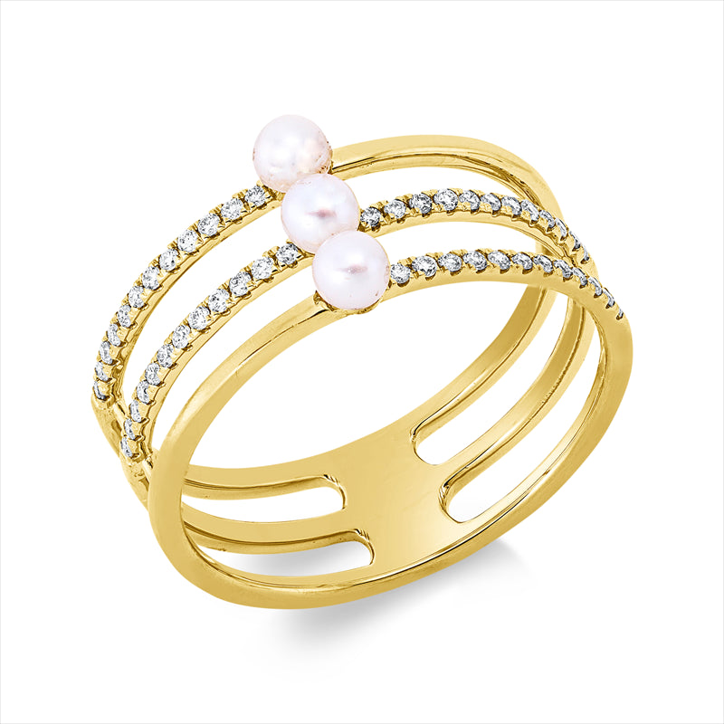 Ring 18 kt GG, 48 Brill. 0,17 ct, TW-si, 3 SW weiß 3 mm