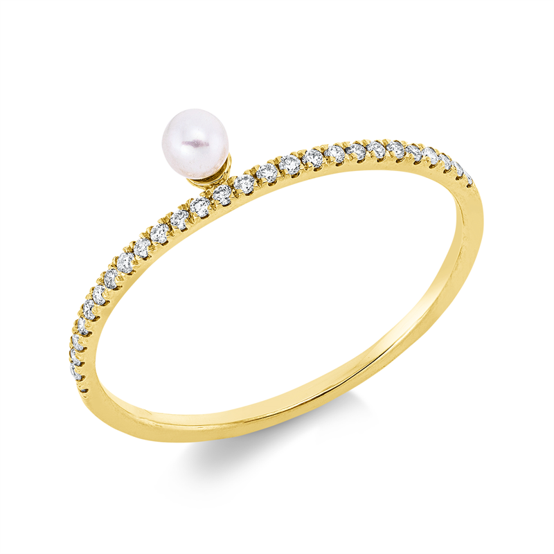 Ring 18 kt GG, 27 Brill. 0,09 ct, TW-si, 1 SW weiß 3 mm