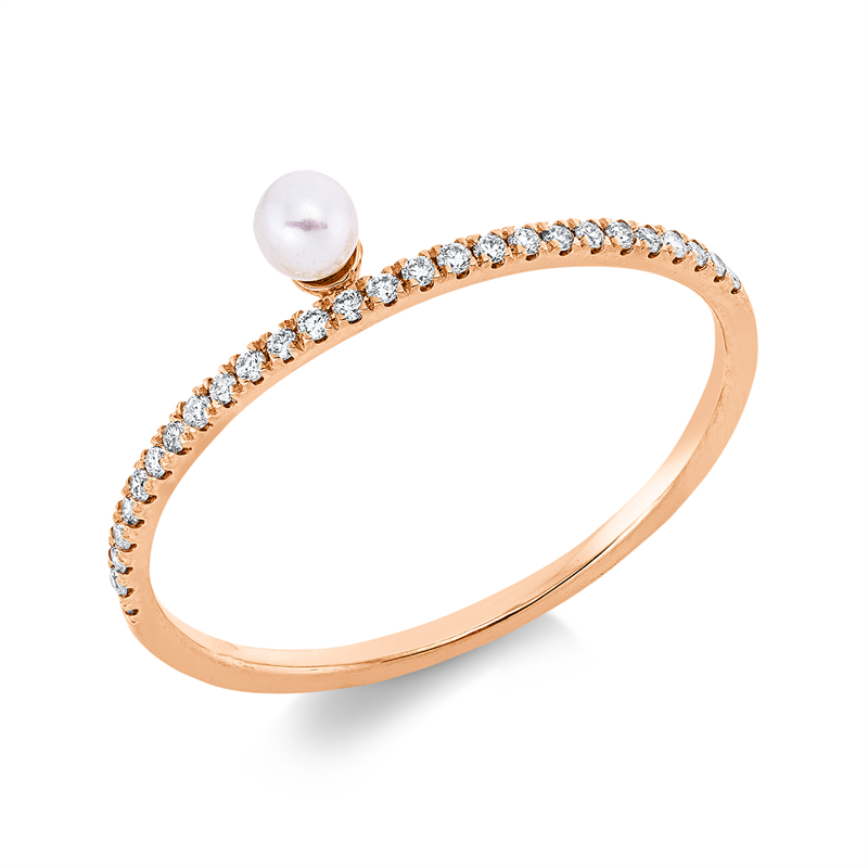 Ring 18 kt RG, 27 Brill. 0,09 ct, TW-si, 1 SW weiß 3 mm