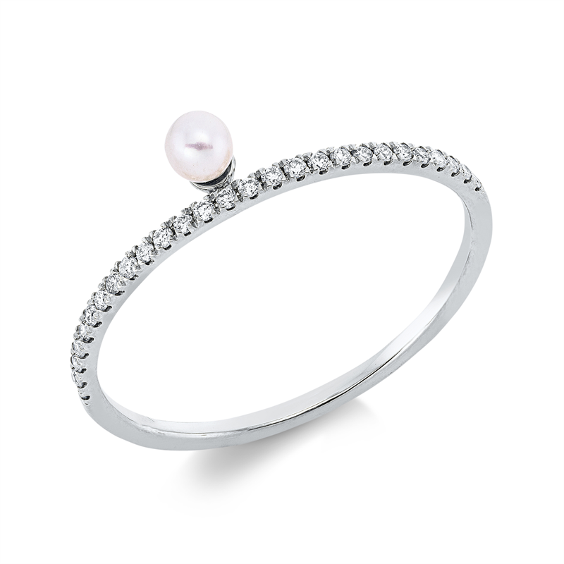Ring 18 kt WG, 27 Brill. 0,09 ct, TW-si, 1 SW weiß 3 mm