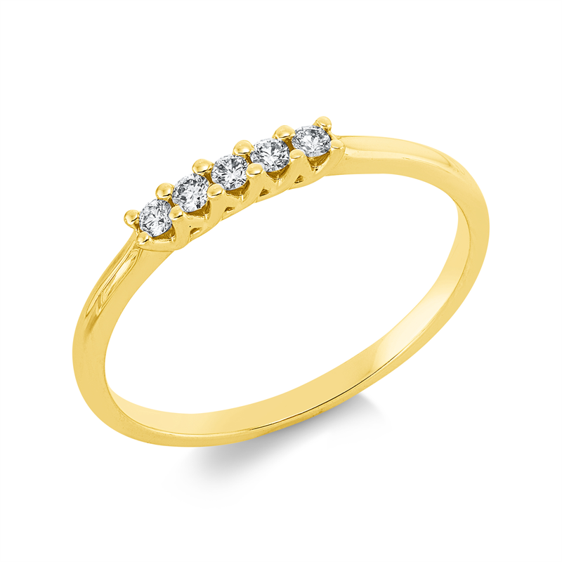 Ring 18 kt GG, 5 Brill. 0,10 ct, TW-si
