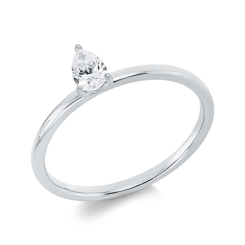 Ring 18 kt WG, 1 Tropfen 0,26 ct, TW-si