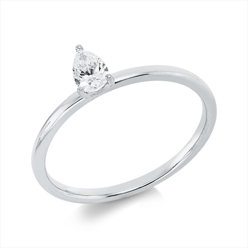 Ring 18 kt WG, 1 Tropfen 0,26 ct, TW-si