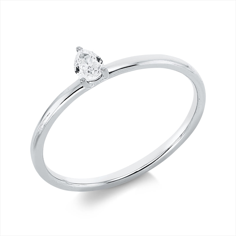 Ring 18 kt WG, 1 Tropfen 0,14 ct, TW-si