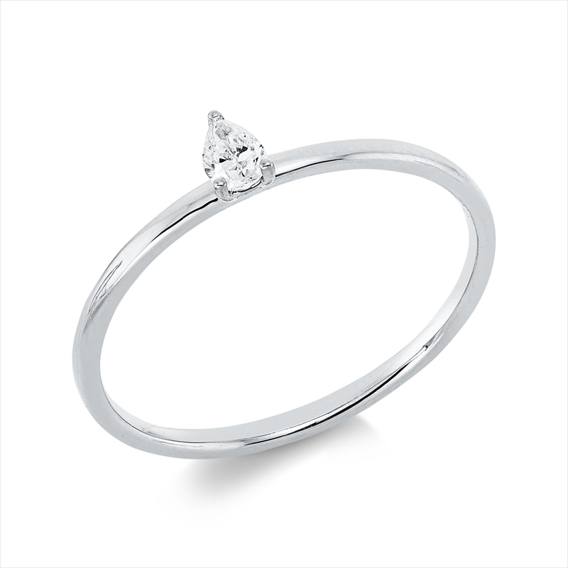 Ring 18 kt WG, 1 Tropfen 0,10 ct, TW-si