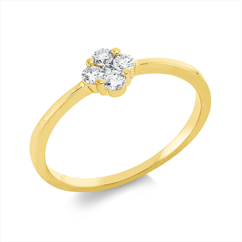 Ring 18 kt GG, 4 Brill. 0,17 ct, TW-si, 1 Brill. 0,02 ct, TW-si