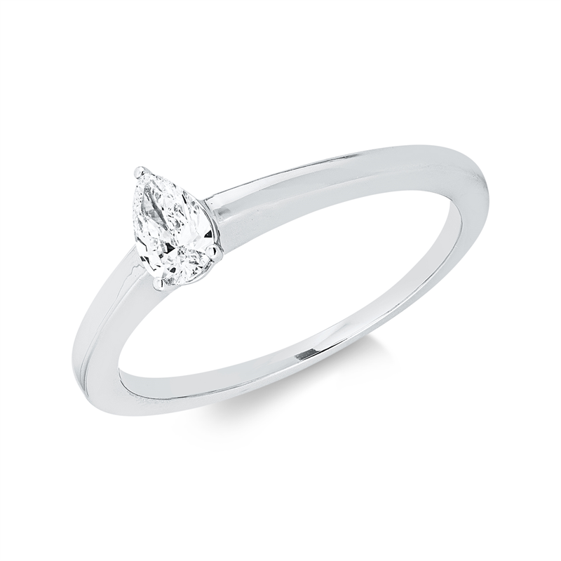 Ring 18 kt WG, 1 Tropfen 0,25 ct, TW-si