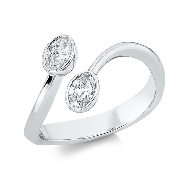 Ring 18 kt WG, 2 Oval 0,50 ct, F-vsi/si