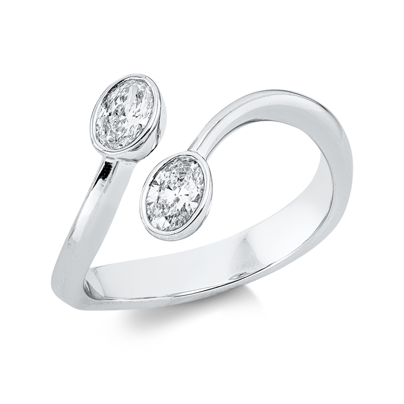 Ring 18 kt WG, 2 Oval 0,50 ct, TW-vsi/si