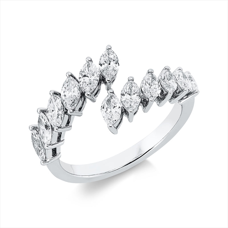 Ring 18 kt WG, 12 Nav. 1,38 ct, TW-vsi/si