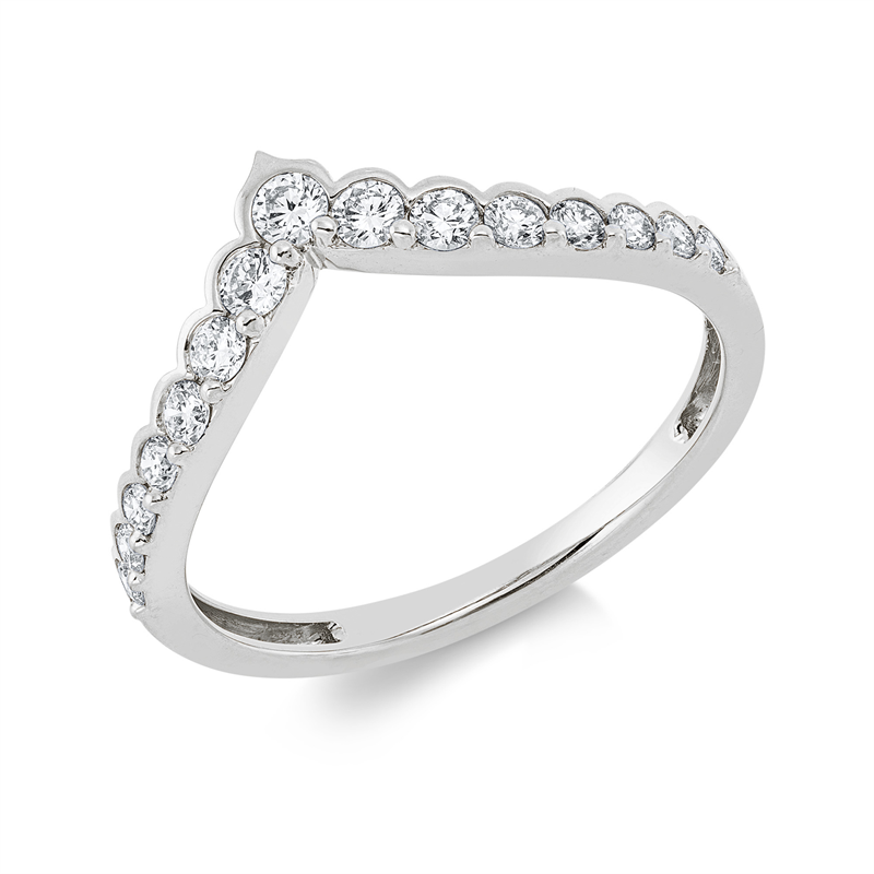 Ring 18 kt WG, 7 Brill. 0,22 ct, TW-si, 8 Brill. 0,13 ct, TW-si