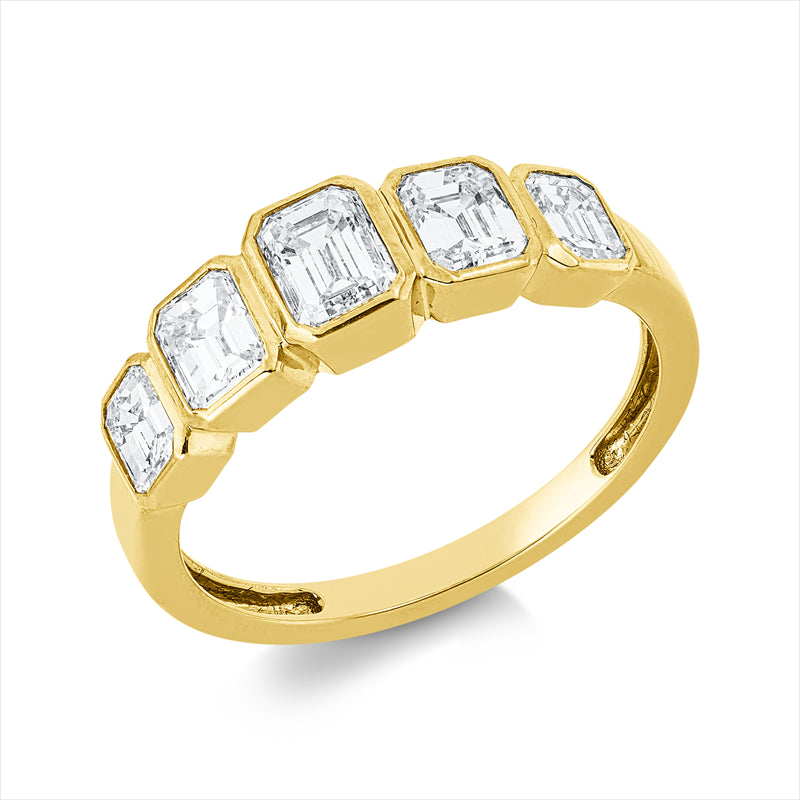 Ring 18 kt GG, 5 Sm.schliff 1,67 ct, TW-si