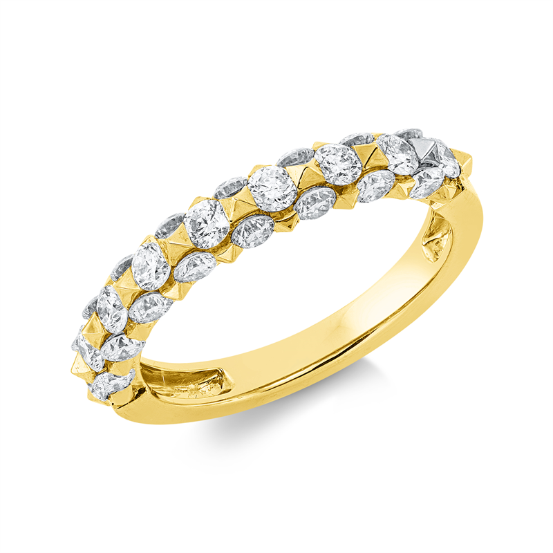 Ring 18 kt GG, 9 Brill. 0,47 ct, TW-si, 16 Brill. 0,73 ct, TW-si