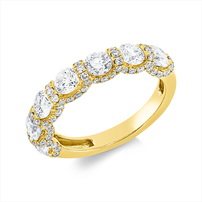 Ring 18 kt GG, 7 Brill. 1,61 ct, TW-si, 82 Brill. 0,54 ct, TW-si