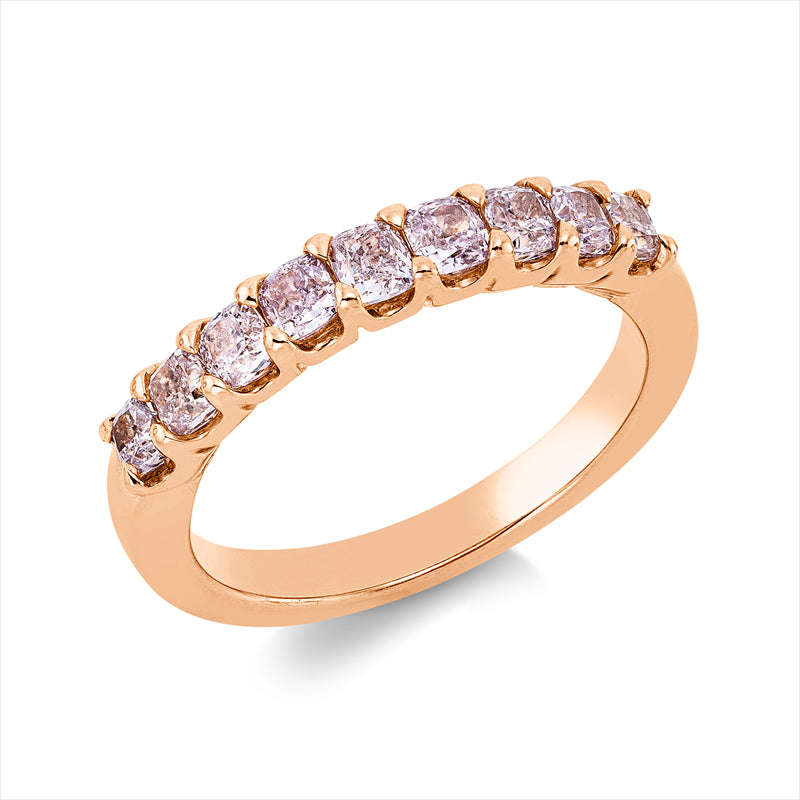 Ring 18 kt RG, 9 Cushion 1,07 ct, pink-vsi/si