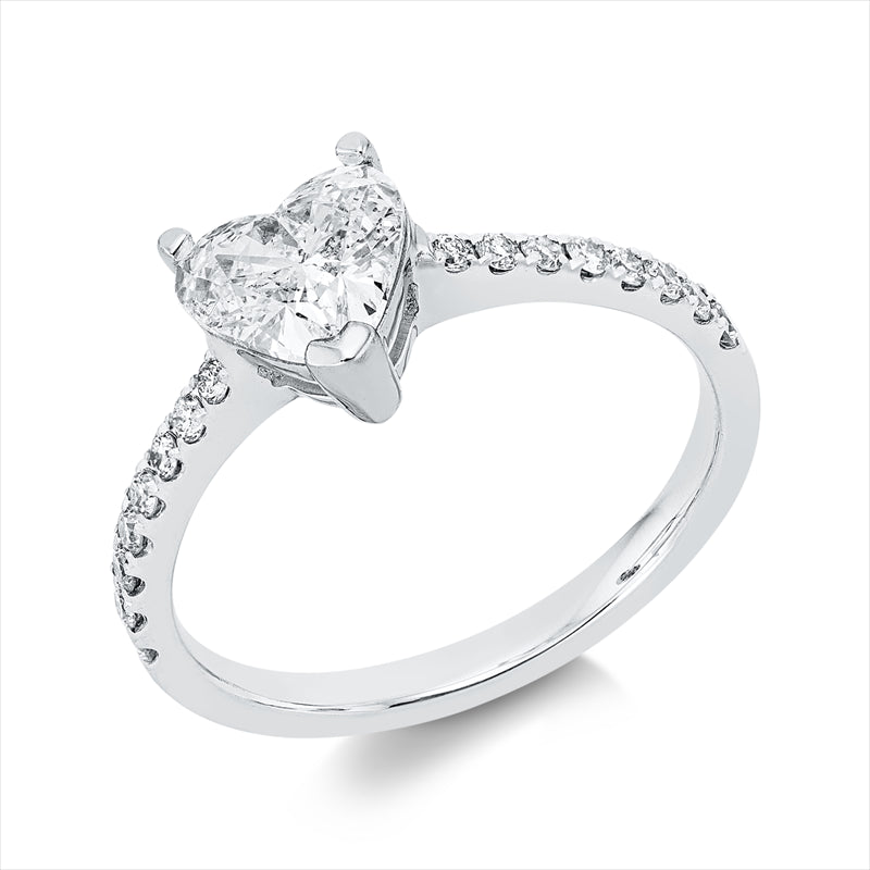 Ring 18 kt WG, GIA 7236526619, 1 Herzschl. 0,75 ct, W-si2, 16 Brill. 0,18 ct, F-vsi/si