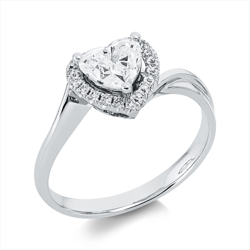 Ring 18 kt WG, GIA 6241768267, 1 Herzschl. 0,72 ct, TW-si1, 19 Brill. 0,10 ct, F-vsi/si
