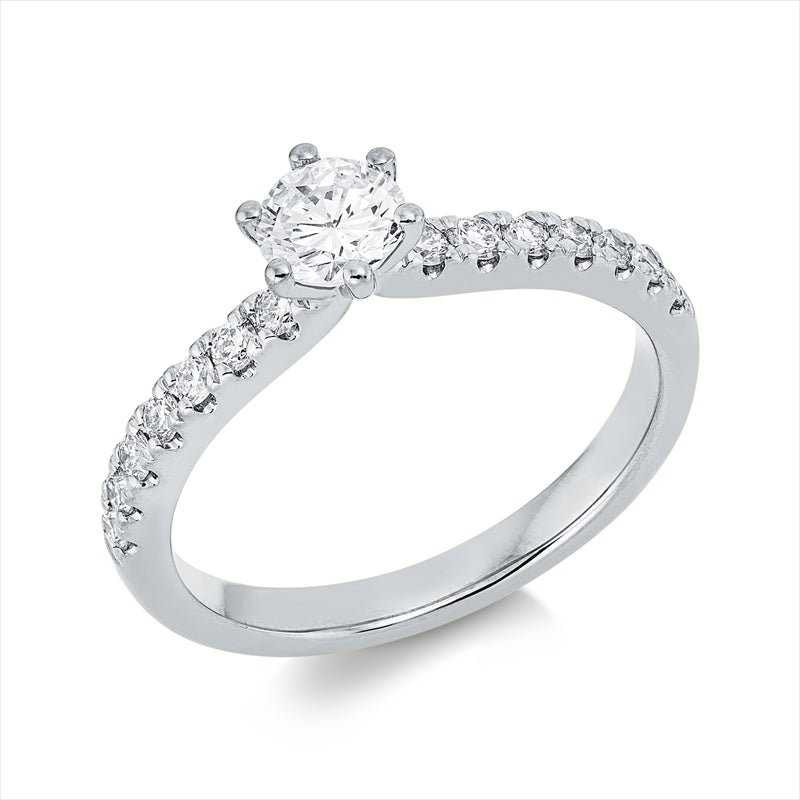 Ring 18 kt WG, 1 Brill. 0,25 ct, TW-si, 14 Brill. 0,26 ct, TW-si