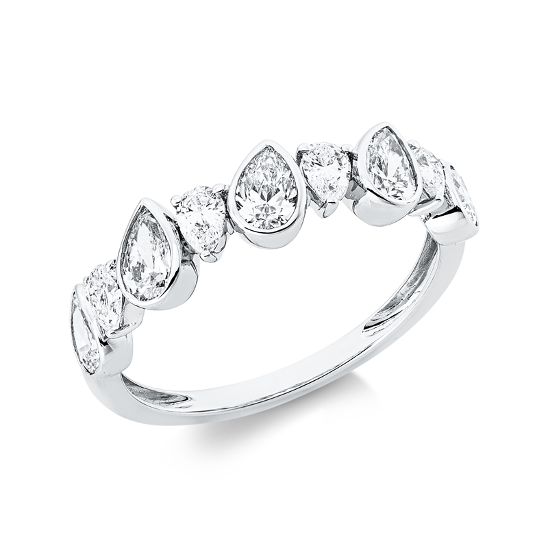 Ring 18 kt WG, 9 Tropfen 1,21 ct, TW-si