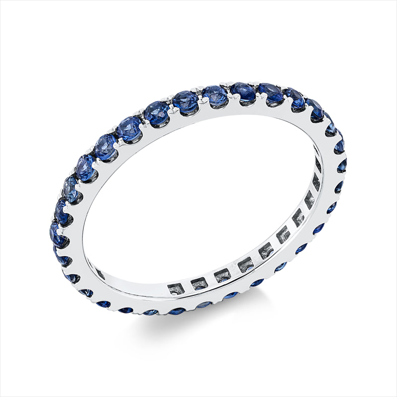 Ring 18 kt WG, 31 Saphire 0,82 ct blau