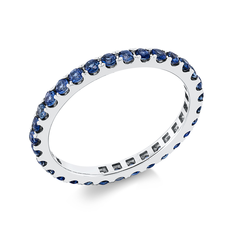 Ring 18 kt WG, 31 Saphire 0,82 ct blau