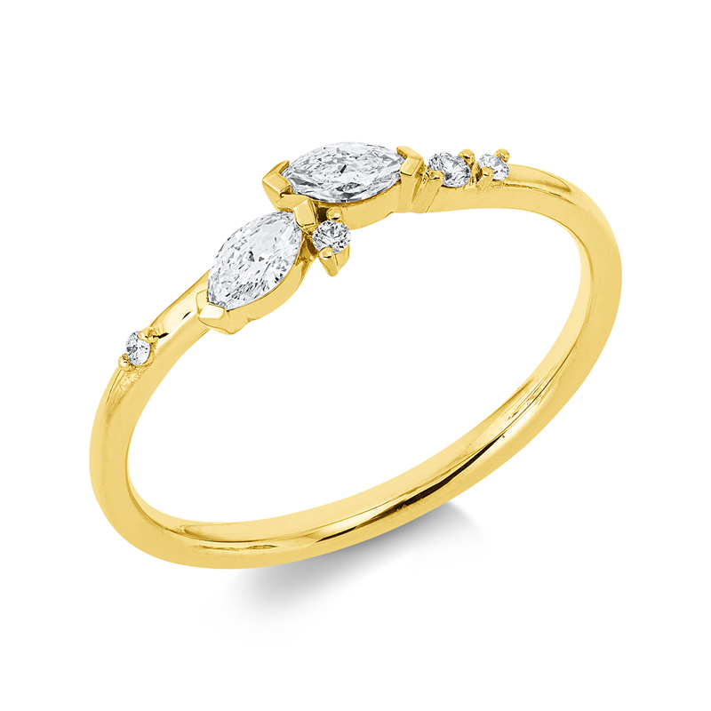 Ring 18 kt GG, 2 Nav. 0,19 ct, TW-si, 4 Brill. 0,03 ct, TW-si
