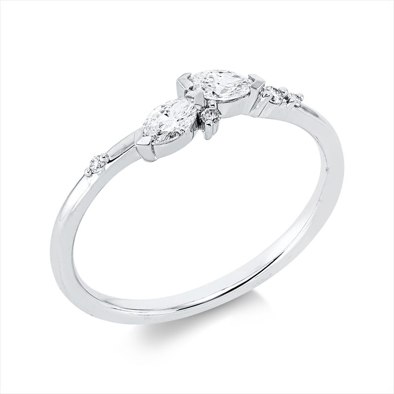 Ring 18 kt WG, 2 Nav. 0,21 ct, TW-si, 4 Brill. 0,03 ct, TW-si